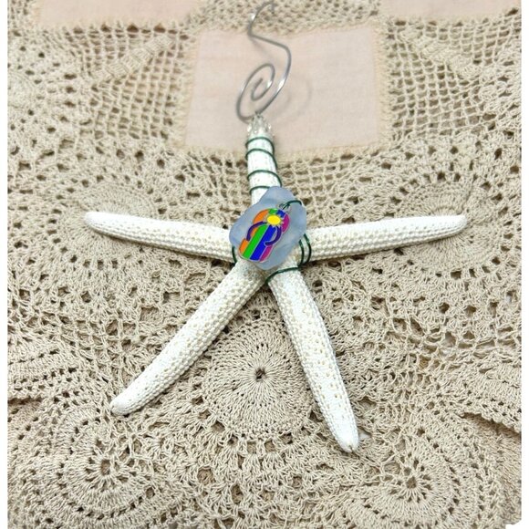 Wire Wrapped Pencil Starfish with Sea Glass Christmas Ornament or Suncatcher - Picture 2 of 4